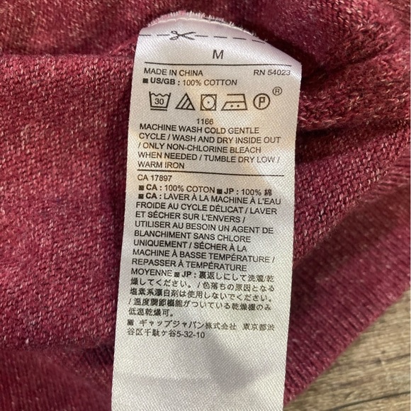 Banana Republic Burgundy Heather Cotton Yarn V-Neck Sweater Men’s M - Picture 5 of 8